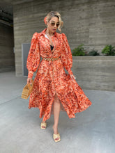 Load image into Gallery viewer, Tangy Orange floral maxi dress
