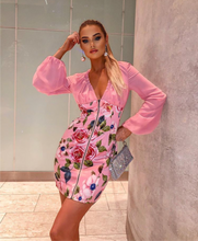 Load image into Gallery viewer, Dusky Pink floral long sleeve mini dress