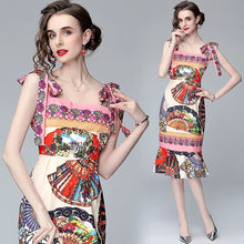 Load image into Gallery viewer, Vacay montage dress with tie straps