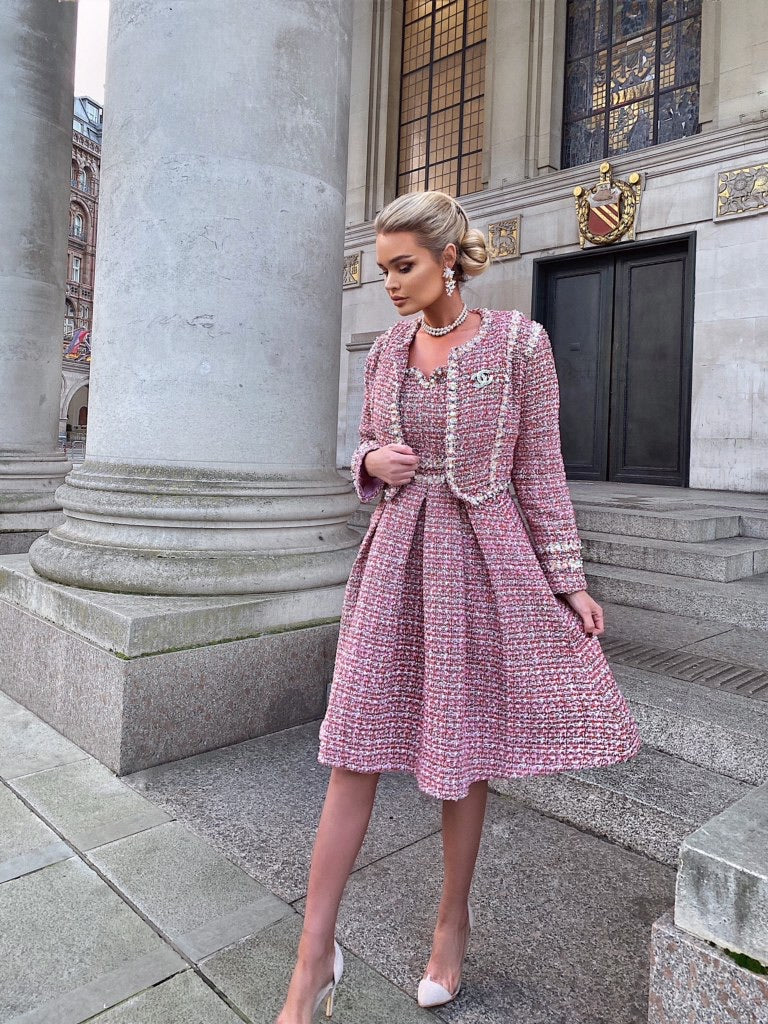 The Pink Tweed with pearl jacket and dress
