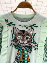 Load image into Gallery viewer, Cat Wink Knitted Embellished Jumper - comes in two colours