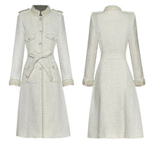 Load image into Gallery viewer, White Tweed Single Breasted Coat