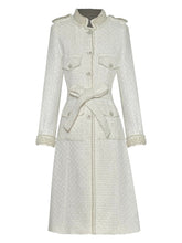 Load image into Gallery viewer, White Tweed Single Breasted Coat