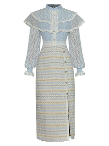 CC Lantern Sleeve & High Waisted Midi Pencil Dress