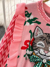 Load image into Gallery viewer, Cat Wink Knitted Embellished Jumper - comes in two colours