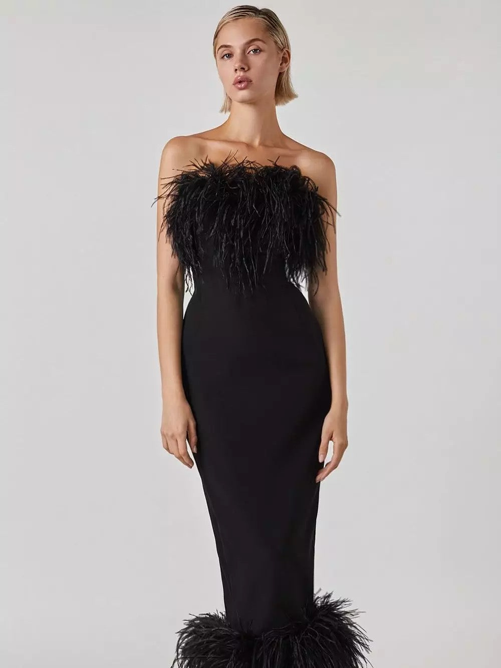 Feather Lux Heavy Bandage Dress