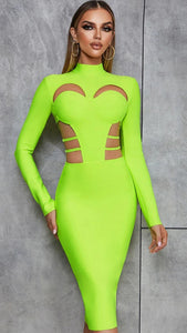 Fluorescent Green MIDI Bandage Dress