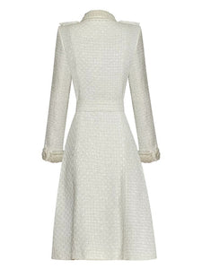 White Tweed Single Breasted Coat