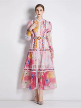 Load image into Gallery viewer, Bright floral vibes maxi dress with belt
