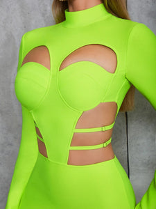 Fluorescent Green MIDI Bandage Dress