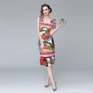Vacay montage dress with tie straps