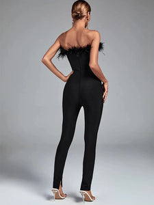 Feather Lux Bandage Jumpsuit