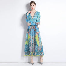 Load image into Gallery viewer, Geometric Print V-Neck Maxi Dress - comes in two colours