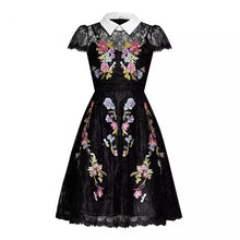 Load image into Gallery viewer, Loveliest Lace black floral embroidered dress with collar