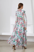 Load image into Gallery viewer, Muted Flower meadow tiered maxi dress