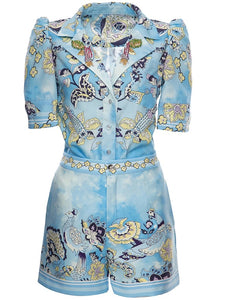 Roma embellished shirt & shorts set