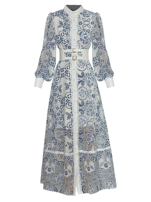 Swallow maxi dress with belt