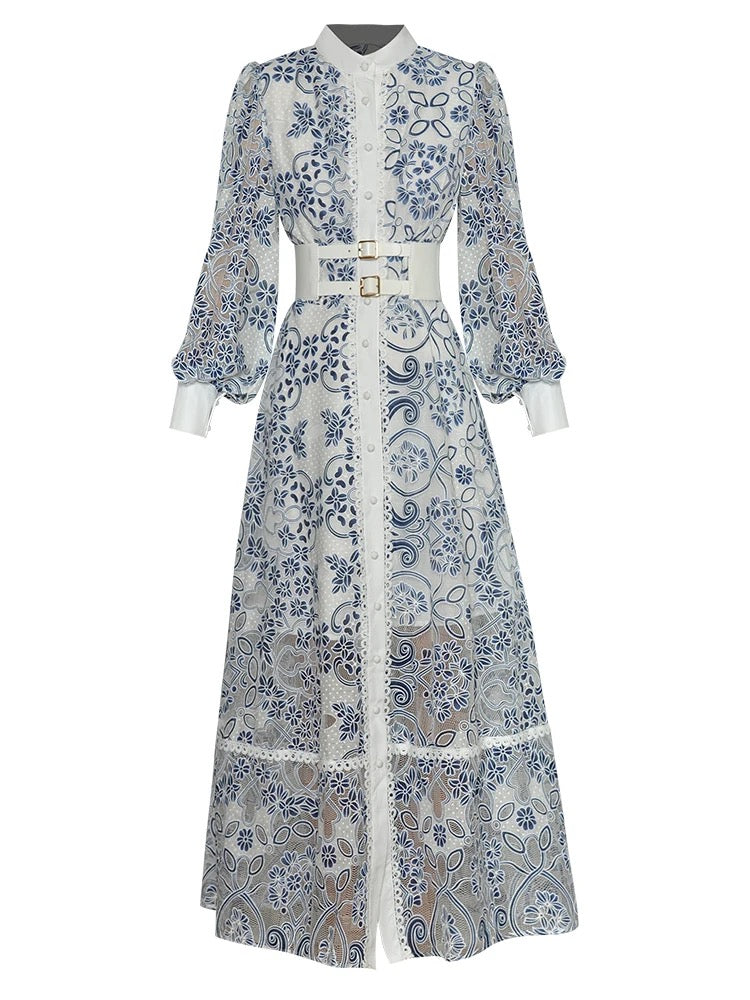 Swallow maxi dress with belt