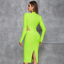 Load image into Gallery viewer, Fluorescent Green MIDI Bandage Dress