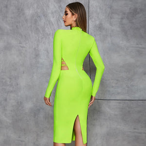 Fluorescent Green MIDI Bandage Dress