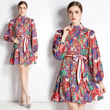 Load image into Gallery viewer, Soul Mate Lantern Sleeve Mini Shirt Dress