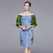 Load image into Gallery viewer, Jean &amp; Tartan Dress