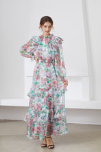 Load image into Gallery viewer, Muted Flower meadow tiered maxi dress