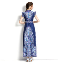 Load image into Gallery viewer, Deep Navy &amp; Paisley Maxi Dress