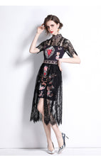Load image into Gallery viewer, All heart with black lace midi dress