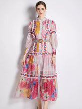 Load image into Gallery viewer, Bright floral vibes maxi dress with belt