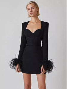 Lux Feather Cuff Dress - comes in pink and black