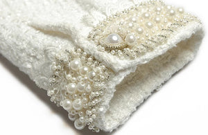 White Tweed Single Breasted Coat