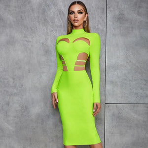 Fluorescent Green MIDI Bandage Dress