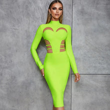 Load image into Gallery viewer, Fluorescent Green MIDI Bandage Dress