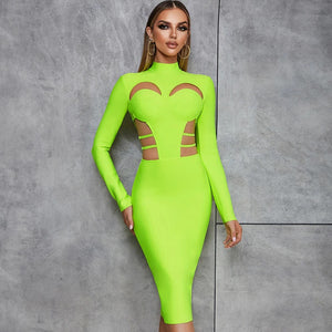 Fluorescent Green MIDI Bandage Dress