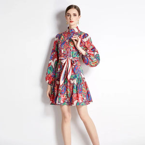 Soul Mate Lantern Sleeve Mini Shirt Dress