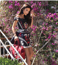 Load image into Gallery viewer, Black Vintage Bardot Dress