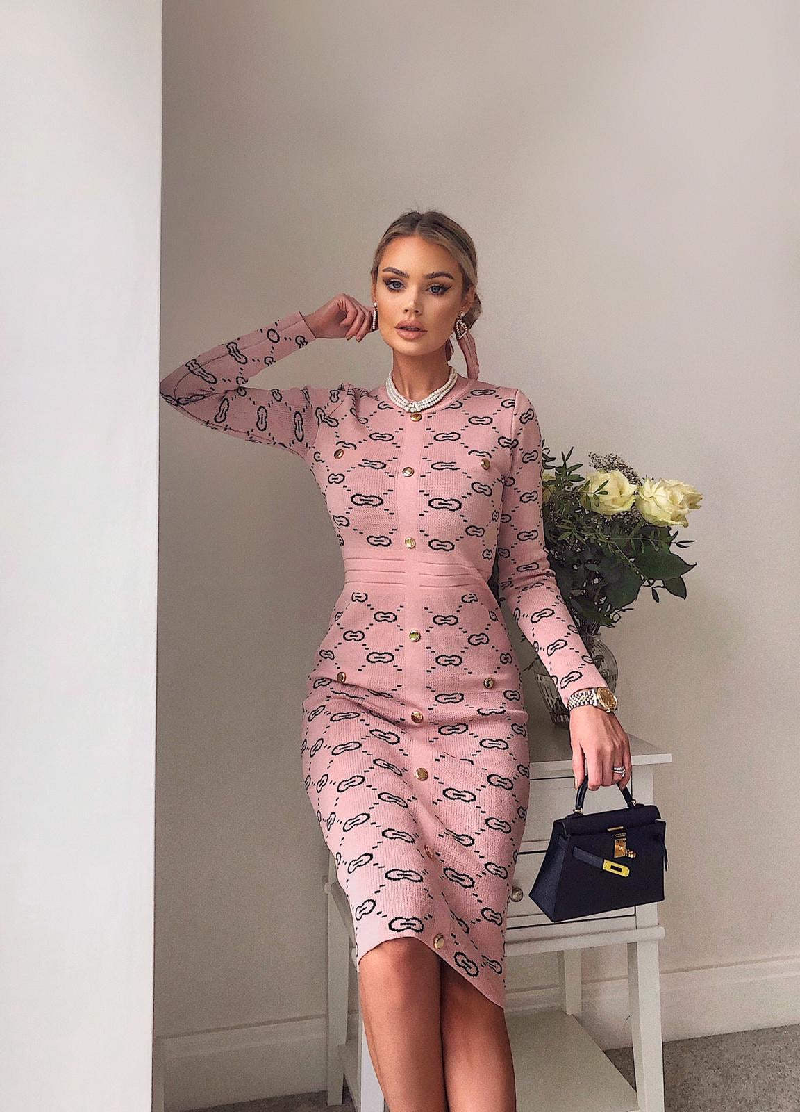 Long Sleeve midi knitted dress