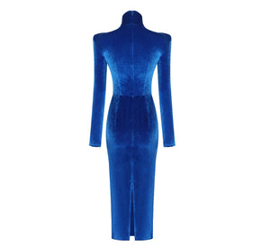CC LUX Turtleneck Elasticity Velvet Dress