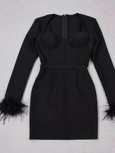 Load image into Gallery viewer, Lux Feather Cuff Dress - comes in pink and black