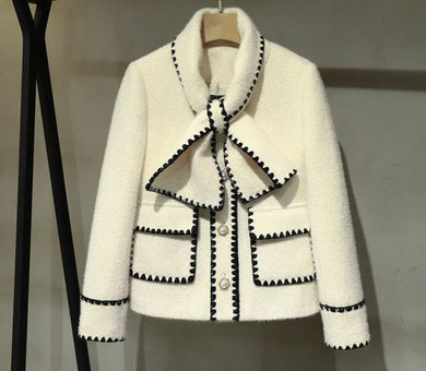Cream scallop edge coat