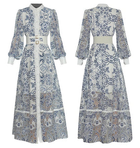 Swallow maxi dress with belt