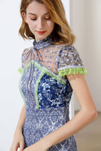 Load image into Gallery viewer, &#39;Blissful Blue floral&#39; short sleeve mini dress