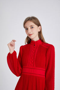 Crimson button up mini dress