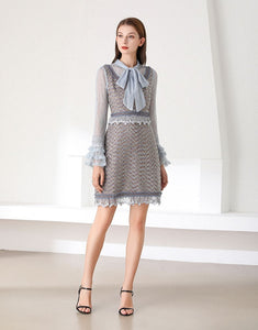 Blue bow Chic Mini dress