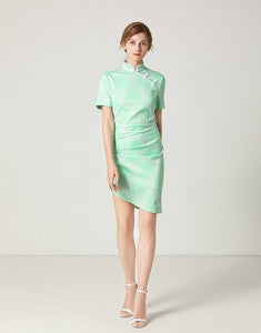 Mint Gathered Mini Dress