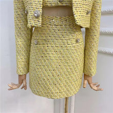 Load image into Gallery viewer, Lemon Yellow Tweed 3 Piece Set