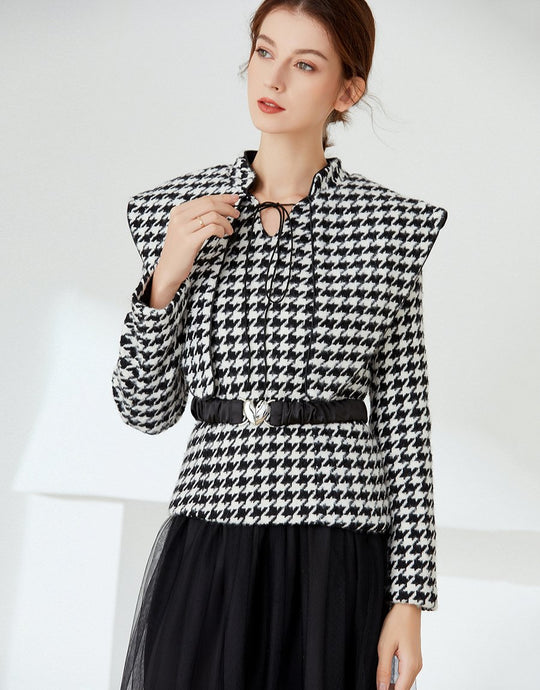 black and white patterned dress sample sale
