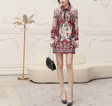 Load image into Gallery viewer, Lovestory with collar and bow mini dress