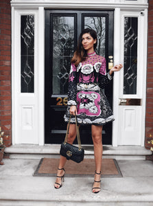 Hot Pink & Black Embellished Dress